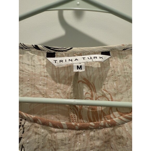 Trina Turk Feather Semi Sheer Silk Cotton Romantic Blouse Top Medium - Picture 2 of 4